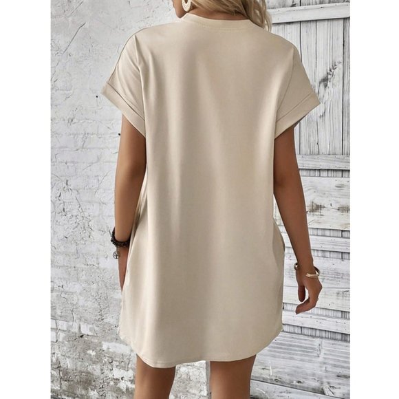 Contemporary Batwing Sleeve Hidden Pocket Tee Dress - Picture 4 of 5